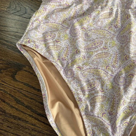 J. Crew Eco Plunge V Neck One Piece Swimsuit In Beach Paisley Size 16 D0612 - Picture 5 of 14